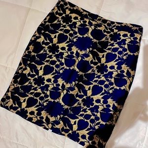 J Crew Blue and Gold Skirt